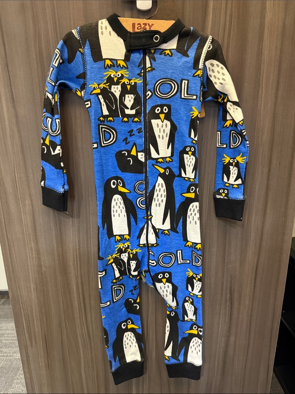 Lazy One Blue Penguin Print Kids Footie